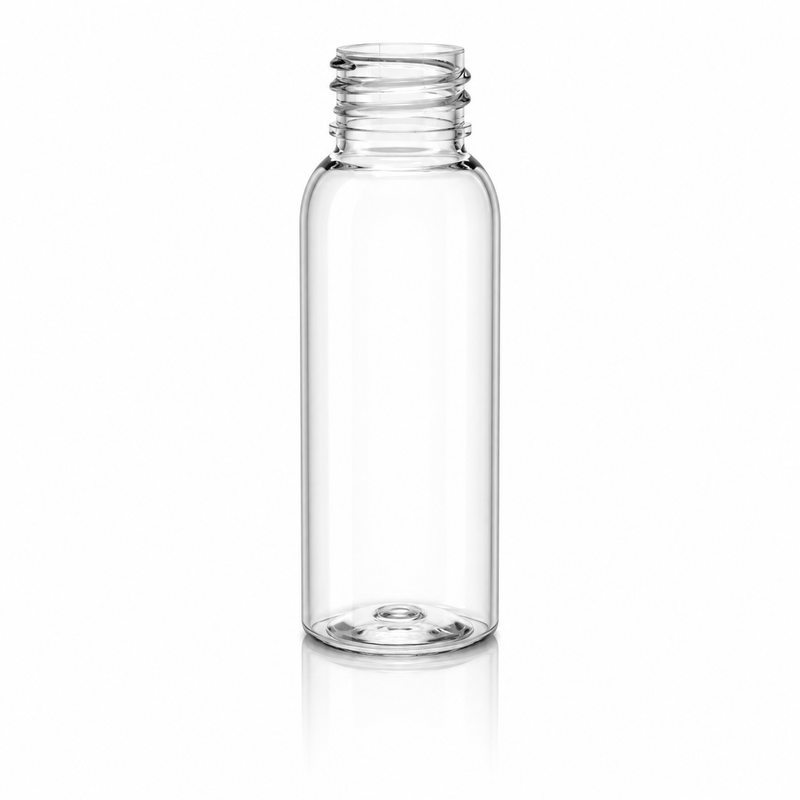 1 oz Clear 20-410 PET Cosmo Round Plastic Bottle 100% PCR
