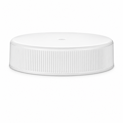 45-400 White Ribbed with Smooth Top Plastic Cap (Foam Liner)