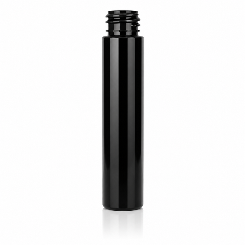 1 oz 20-410 Black PET Tall Cylinder Round Plastic Bottle