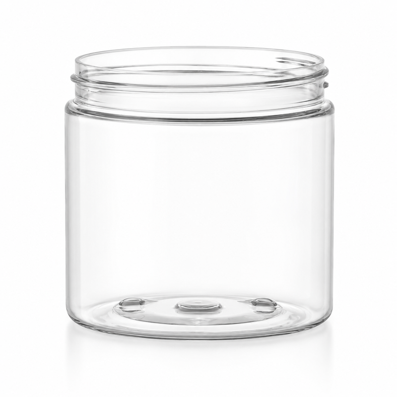 16 oz Clear 89-400 Straight-Sided Single Wall Round PET Plastic Jar