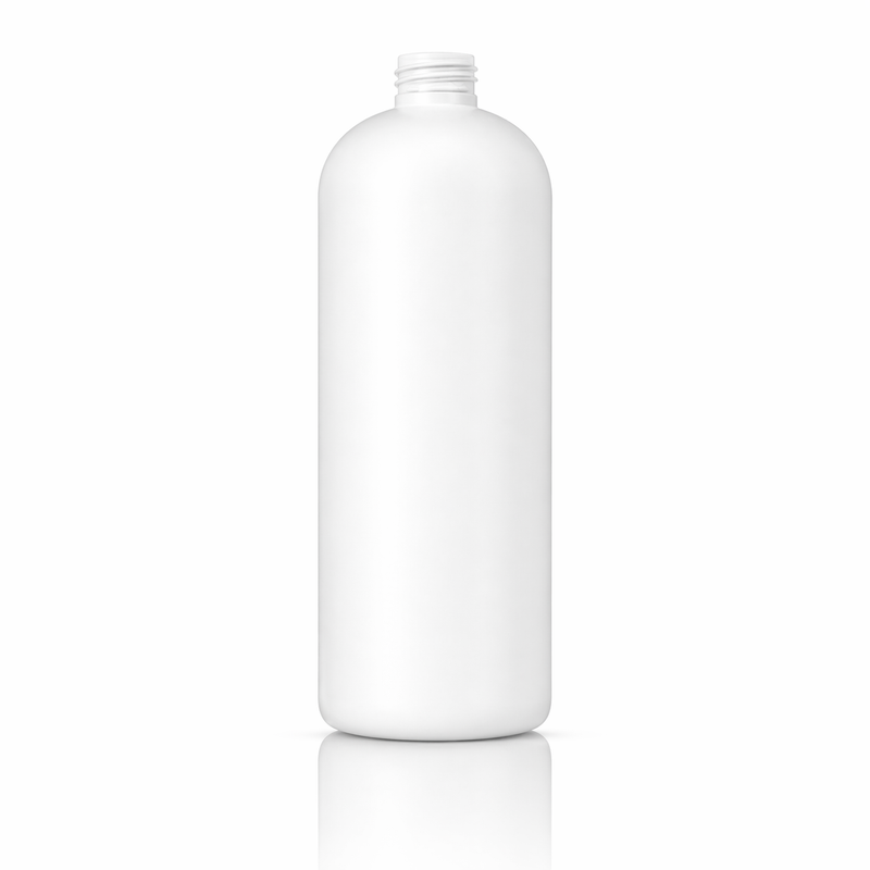 32 oz White 28-410 HDPE Cosmo Round Plastic Bottle