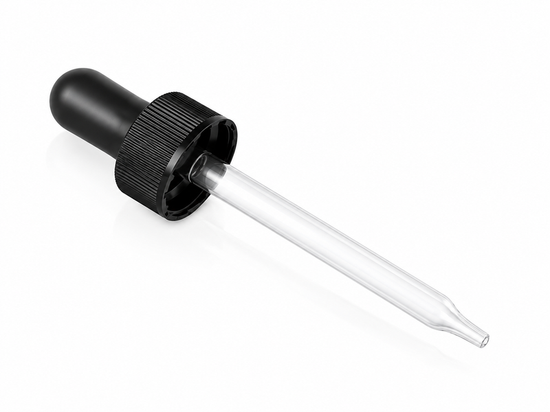 20-400 Black Fine-Ribbed Dropper Assembly (fits 1 oz bottle)