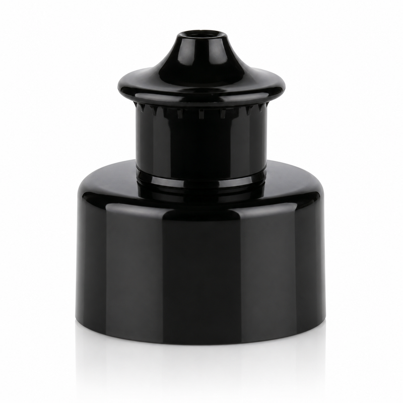 28-410 Black Smooth Push Pull Plastic Cap
