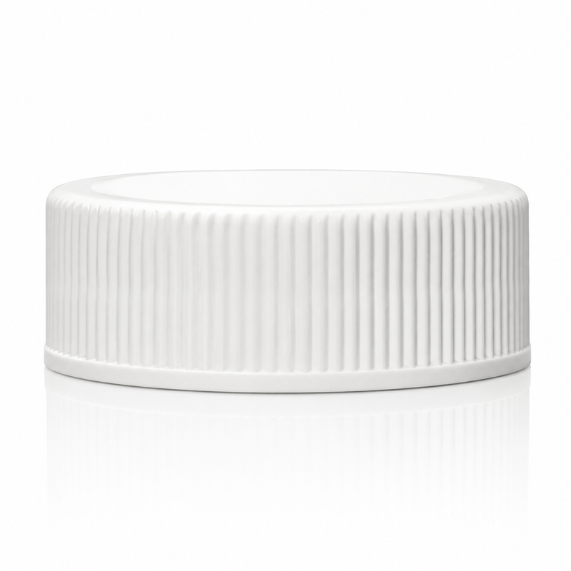 33-400 White Ribbed Plastic Cap (Heat Induction Seal for PET)