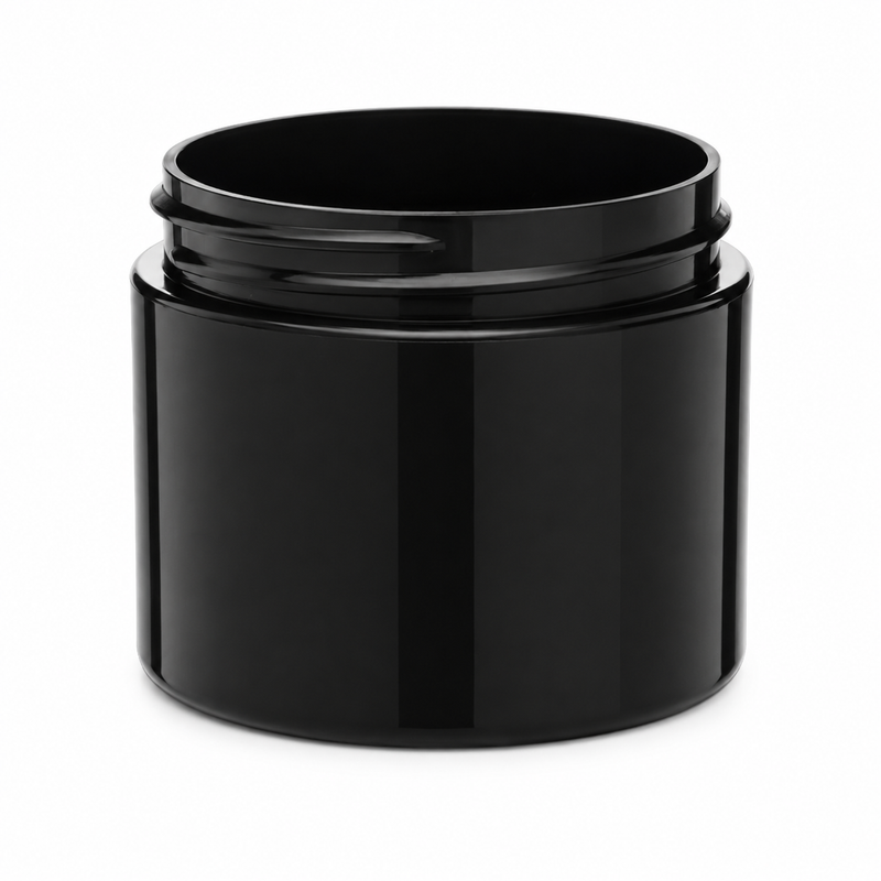 2 oz Black 58-400 Double Wall PP Straight Base Plastic Jar