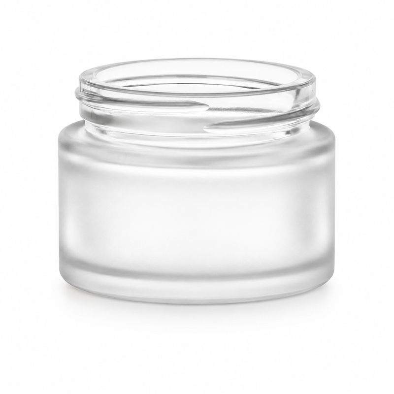 1 oz Frosted 48-400 Cosmetic Style Round Glass Jar