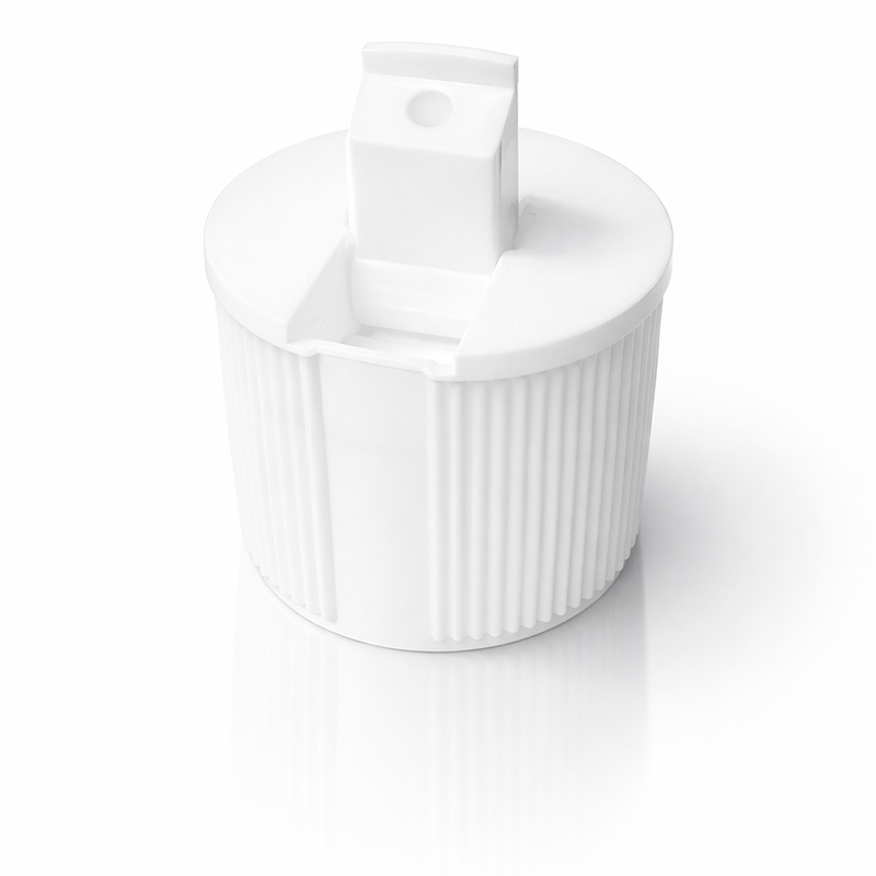 24-410 White Ribbed Directional Spout Top Cap