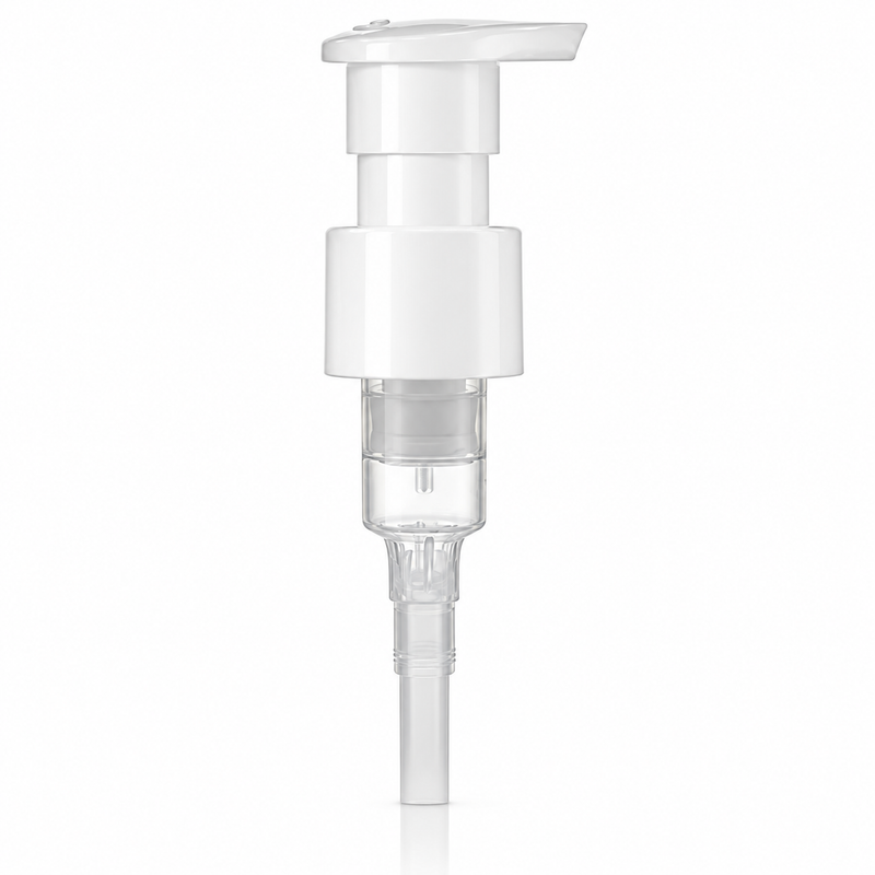24-410 White Smooth Lotion Pump Lock Up Head 5.875" Dip Tube 1.5cc
