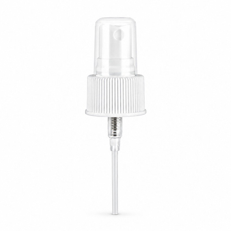 24-410 White Fine Ribbed Fine Mist Sprayer 6.125" Dip Tube (Output 0.16cc)