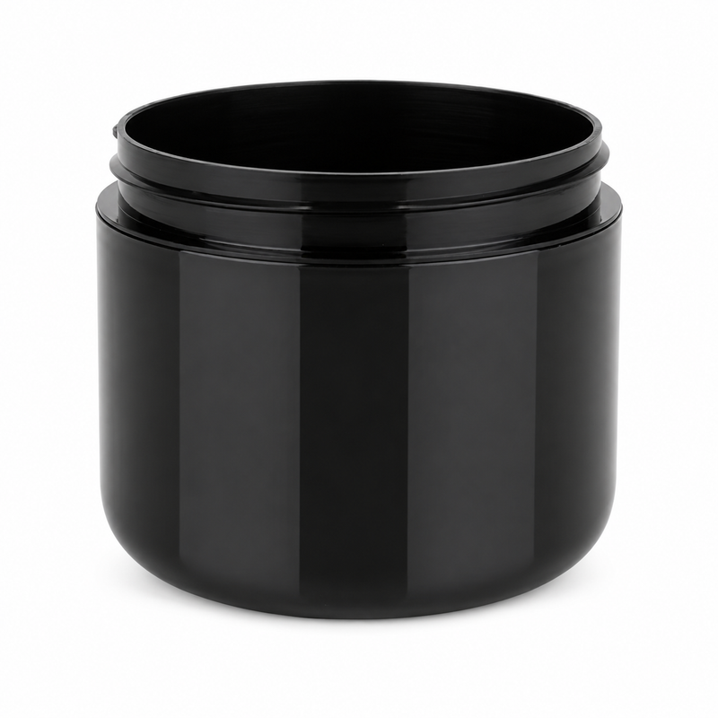 2 oz Black 58-400 Double Wall PP Plastic Jar