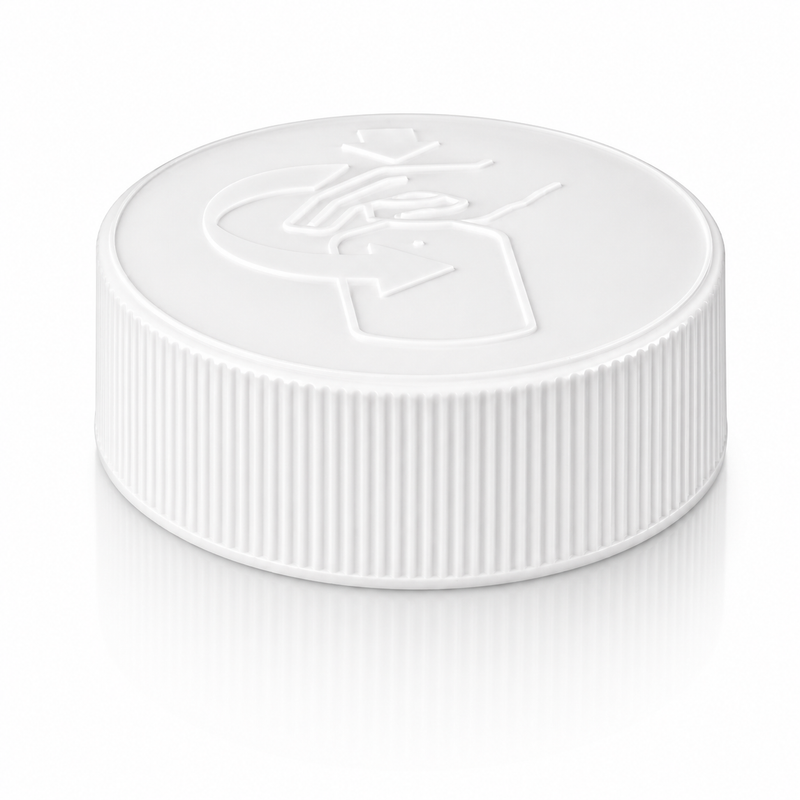 38-400 White Child-Resistant Cap with Pictorial Instructions (Pulp/Heat Induction Liner for PE)