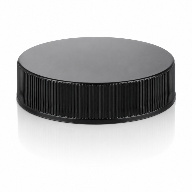 38-400 Black Ribbed Cap (Heat Induction Seal for PET)