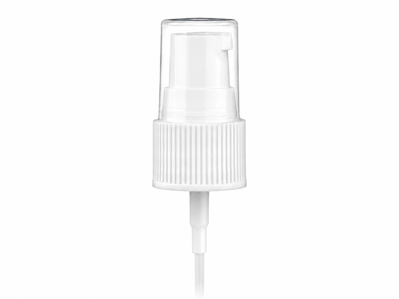 20-400 White Ribbed Cosmetic Treatment Pump (130mcl Output, 3.5625" Dip Tube)