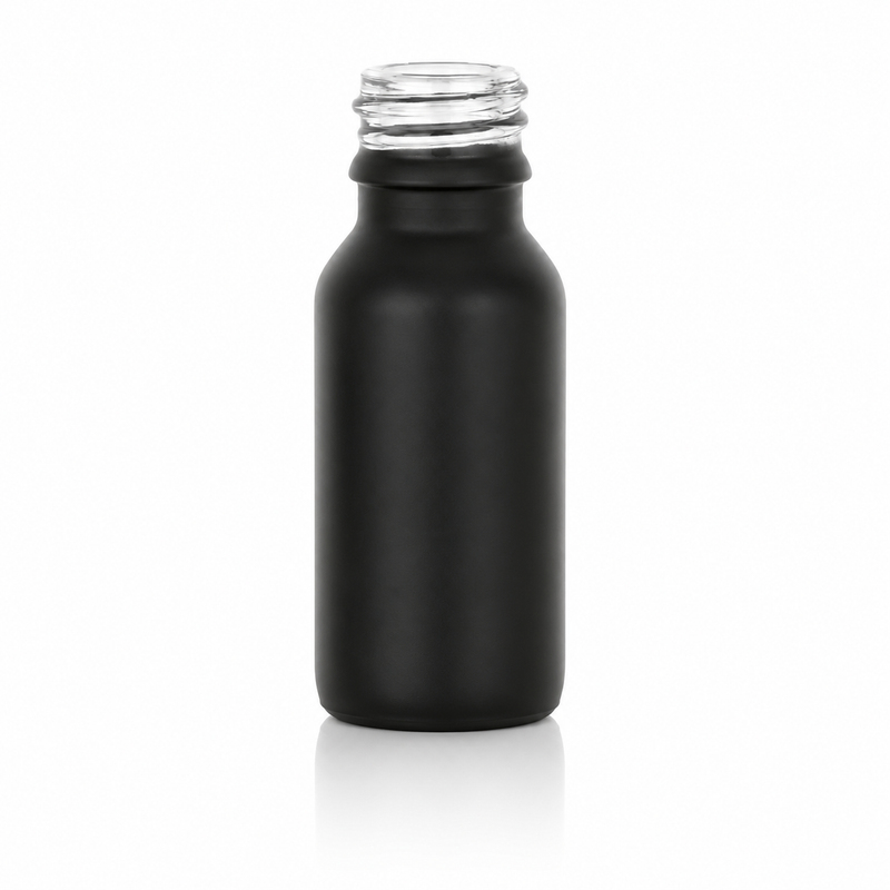 15 mL Black 20mm Euro Dropper Style Boston Round Glass Bottle Spray Coated