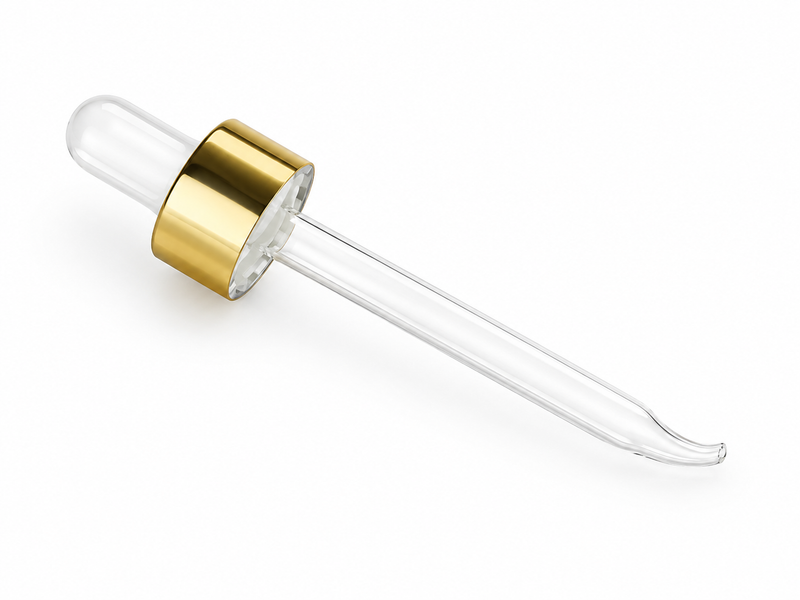 20-400 Gold And White Metal Shelled Dropper Assembly Bent Tip Glass Pipette ( Fits 2oz )
