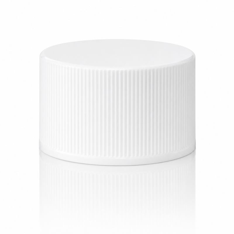 28-410 White Ribbed Cap (Heat Induction Seal for PET)