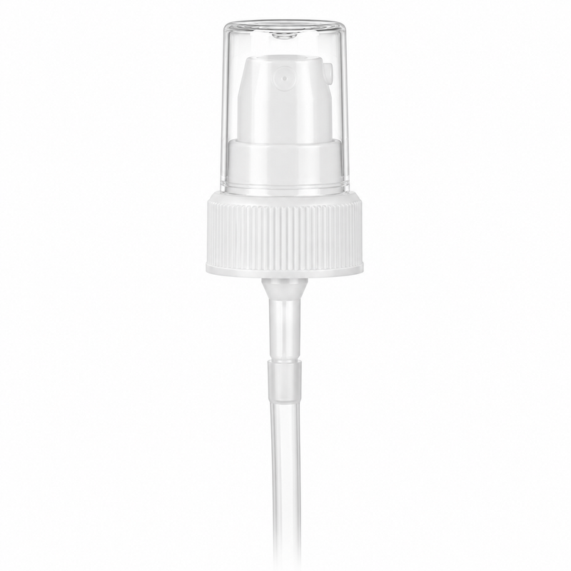 22-400 White Ribbed Cosmetic Treatment Pump (4.1875" Diptube)