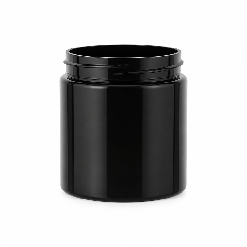 4 oz Black 58-400 PET Plastic Jar 100% PCR