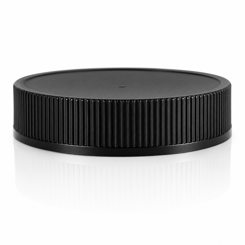 70-400 Black Ribbed Plastic Cap (Foam Liner)