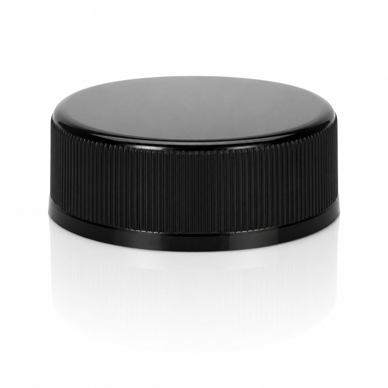28-400 Black Ribbed Plastic Cap (Foam Liner)