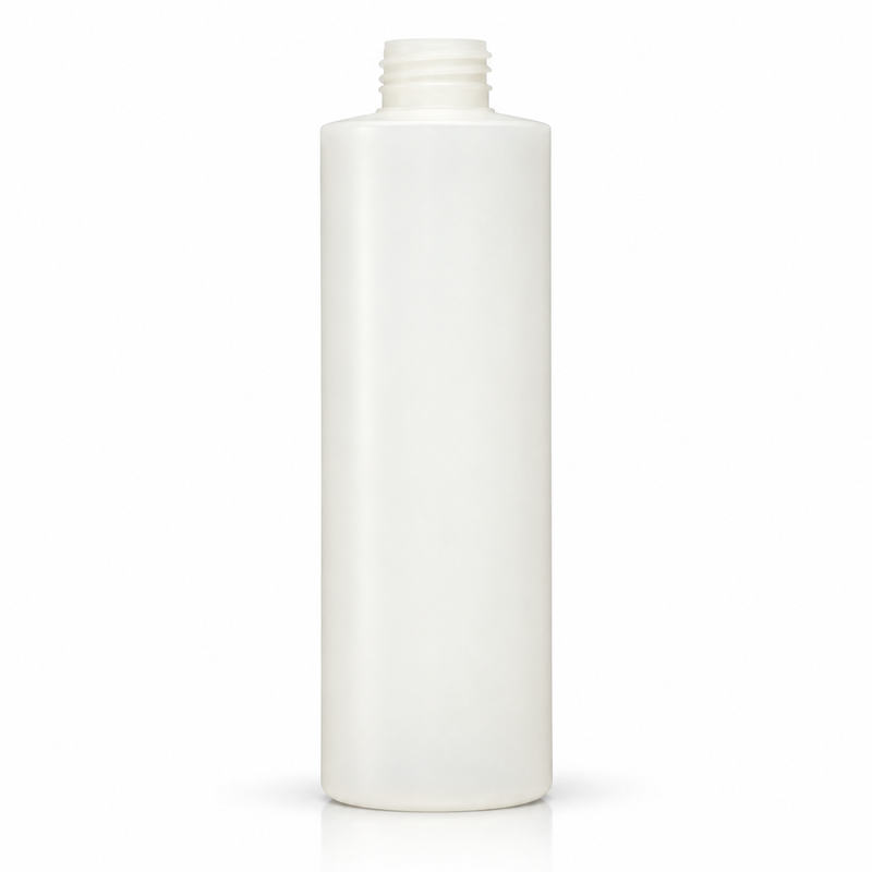 12oz Natural Color 28-410 HDPE PCR Cylinder Round Plastic Bottle