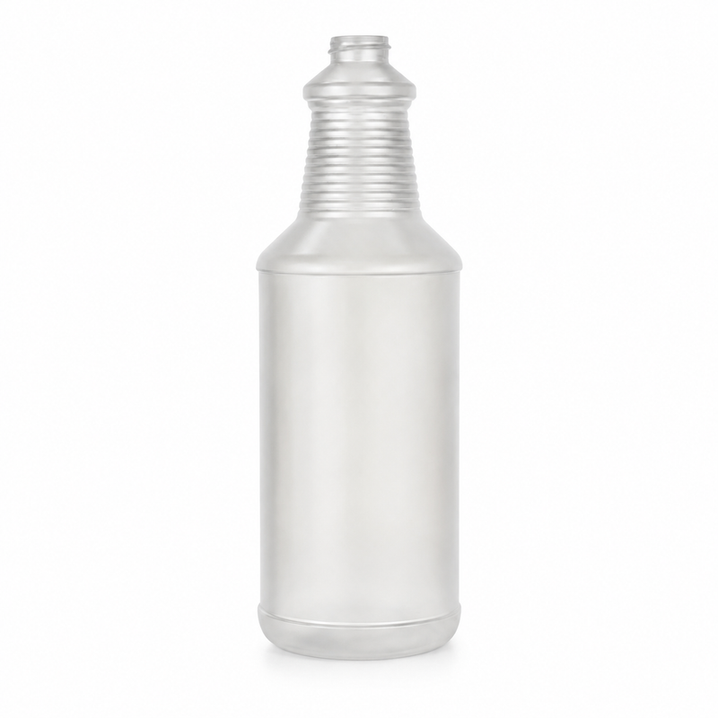 32 oz Natural-Colored HDPE Carafe Style Round Ringed Neck Label Panel 28-400