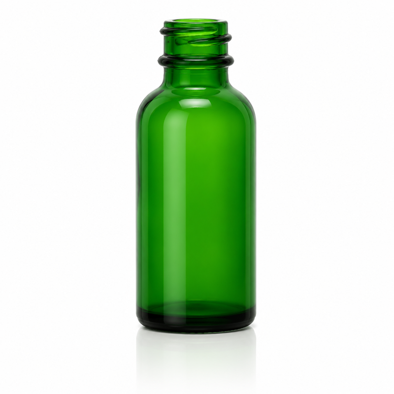 1 oz Green 20-400 Boston Round Glass Bottle