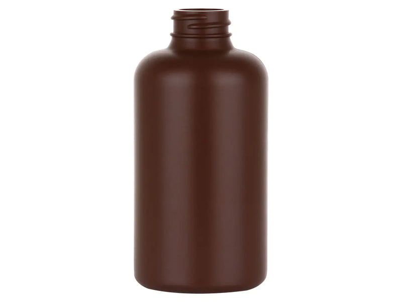 8 oz 28-400 Brown HDPE Boston Round Plastic Bottle