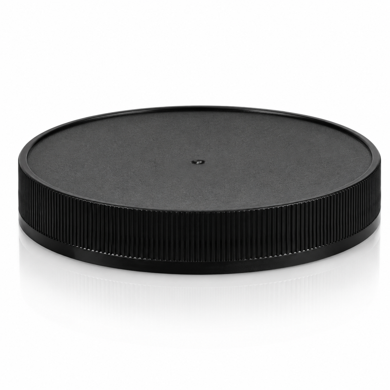 48-400 Black Ribbed Plastic Cap (Foam Liner)