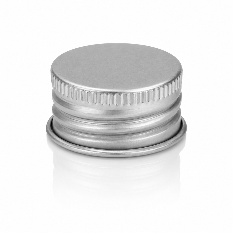 24-410 Silver Aluminum Ribbed Neck Metal Cap (Foam Liner)