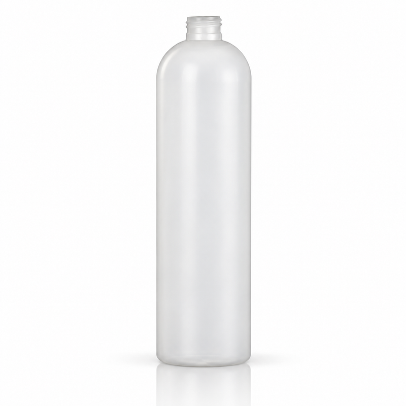 16 oz Natural-Colored 24-410 HDPE Cosmo Round Plastic Bottle
