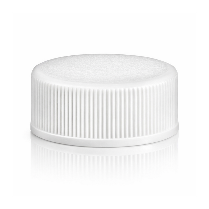 28-400 White Ribbed Cap (Heat Seal Liner for HDPE)