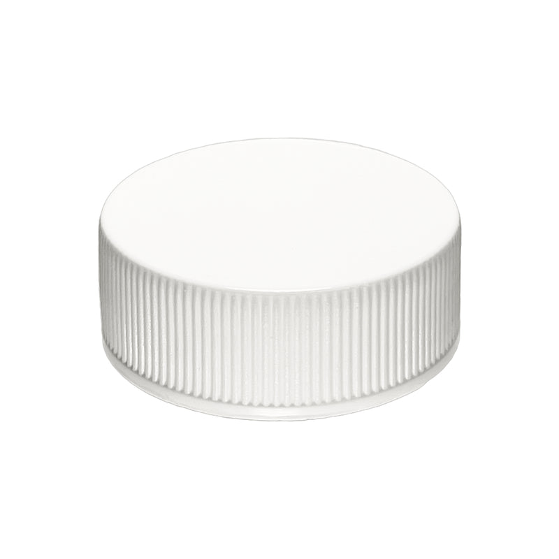 28-400 White Ribbed Plastic Cap (Heat Seal Liner - Clean Peel for PP/PE)