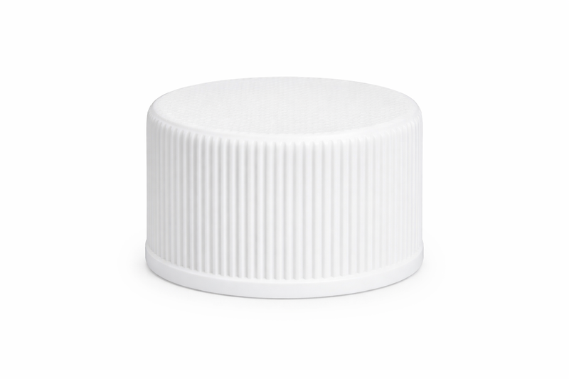 24-410 White Ribbed Cap (Heat Induction Seal for PET)