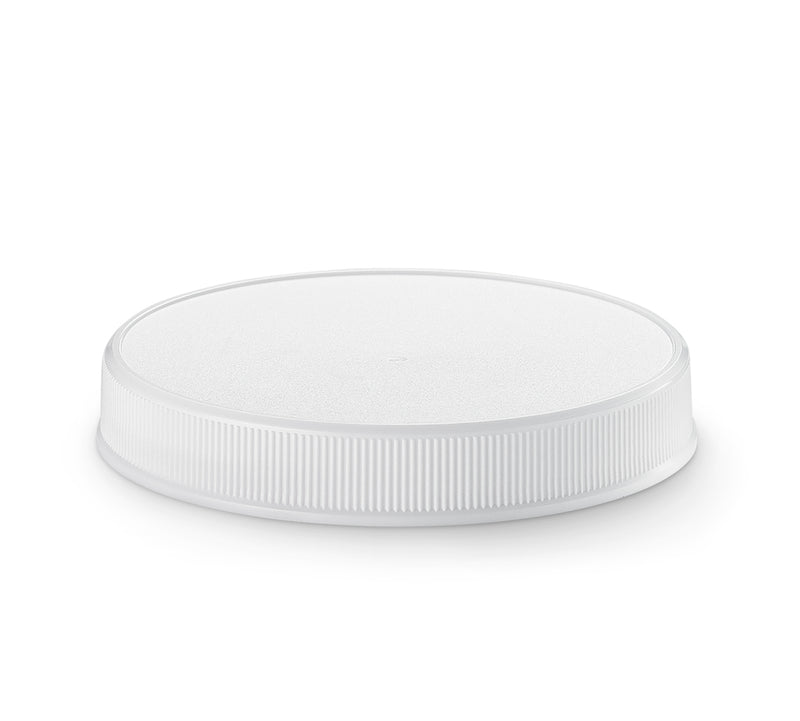 89-400 White Ribbed Plastic Cap (Pressure Sensitive Liner)