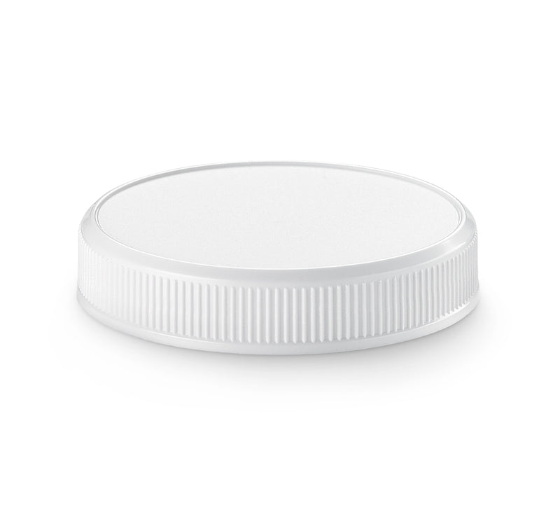 58-400 White Ribbed Plastic Cap (Pressure Sensitive Liner)