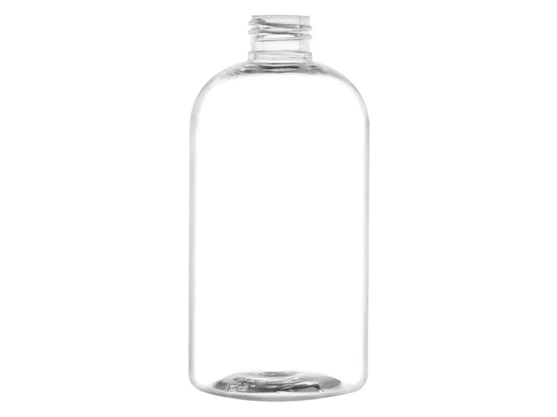 12 oz Clear 24-410 PET Boston Round Bottle