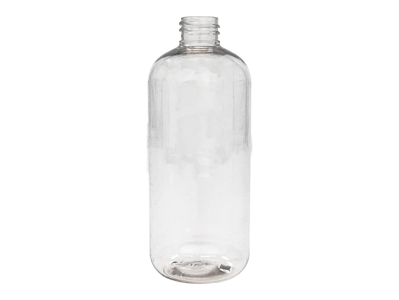 16 oz Clear 28-410 PET Boston Round Plastic Bottle