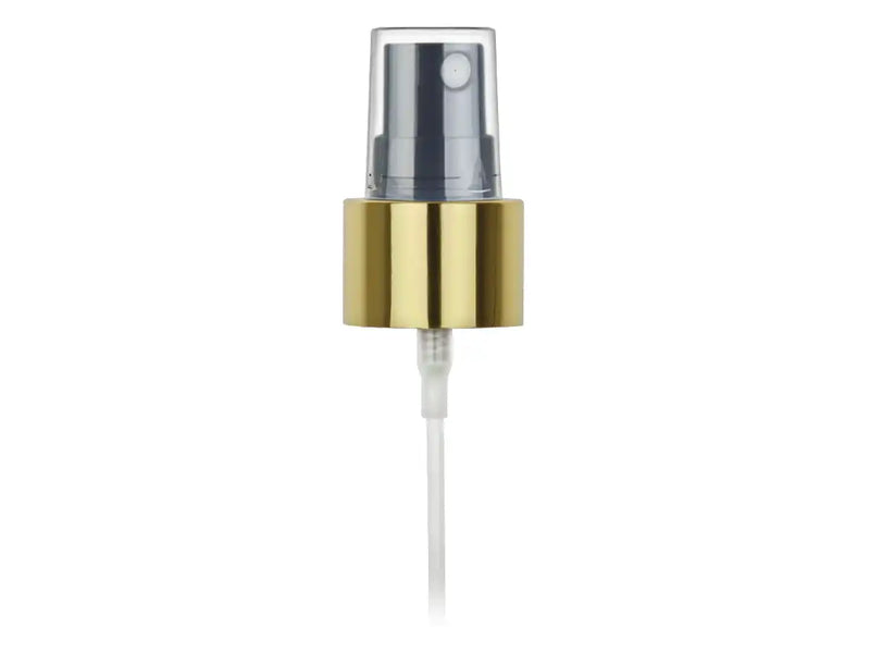 24-410 Smooth Gold/Black Metal Shell Fine Mist Sprayer Metal Shell 6.875" Dip Tube (.12cc-.14cc Output)