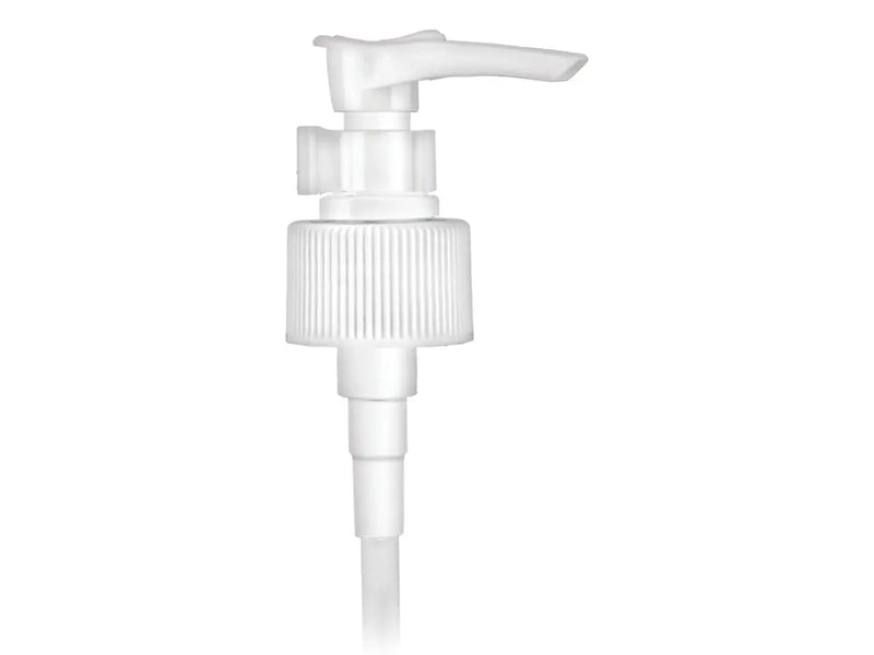 24-410 White Ribbed Lotion Pump 6.125" Dip Tube (Output 1 cc)