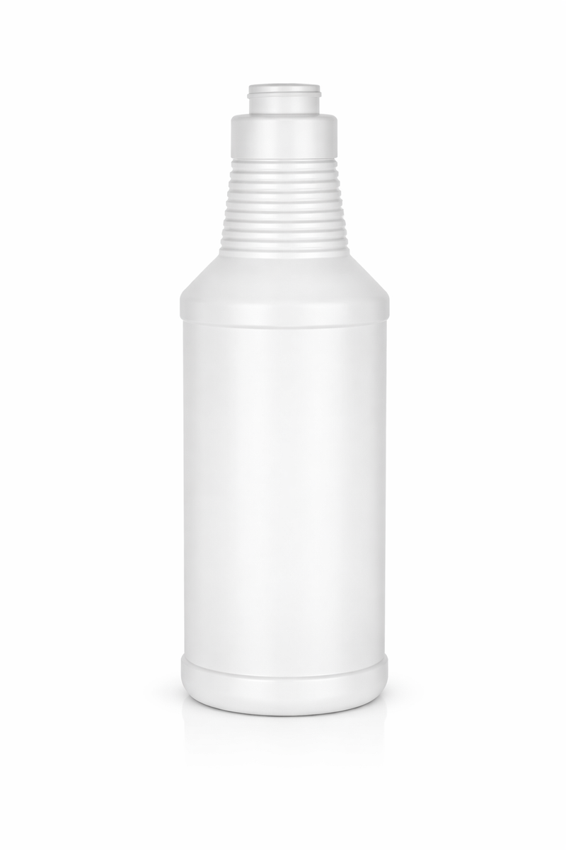 16 oz White 28-400 HDPE Carafe Style Round Ringed Neck Plastic Bottle