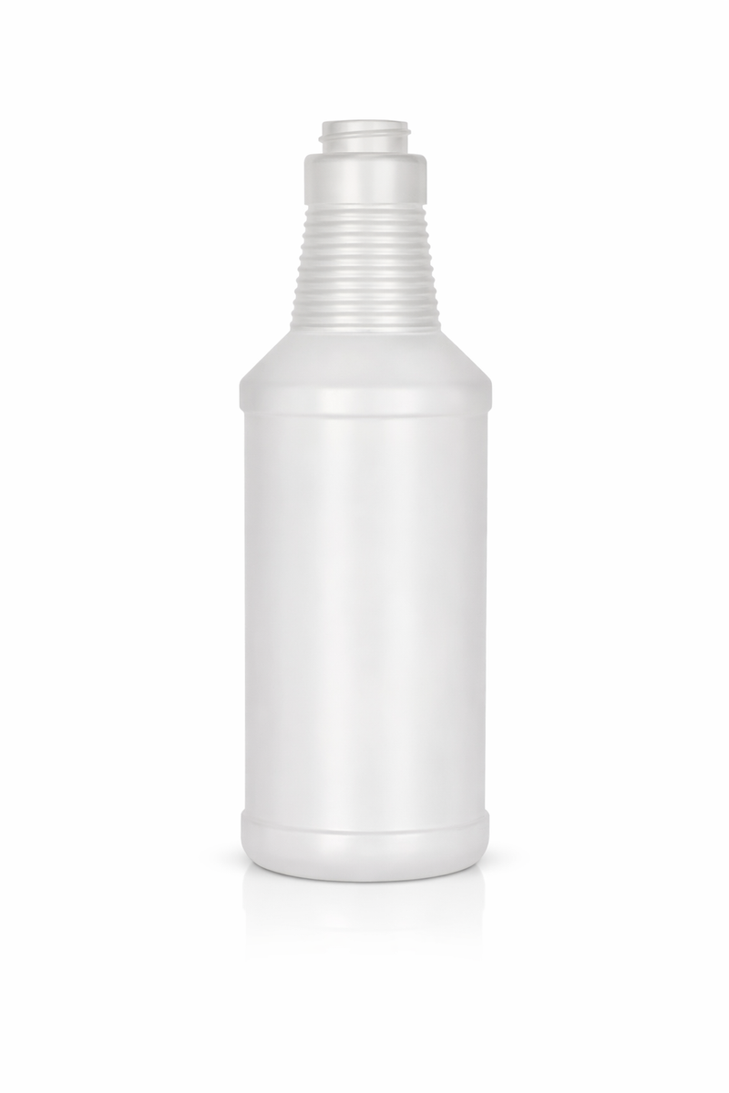 16 oz Natural 28-400 HDPE Carafe Style Round Ringed Neck Plastic Bottle