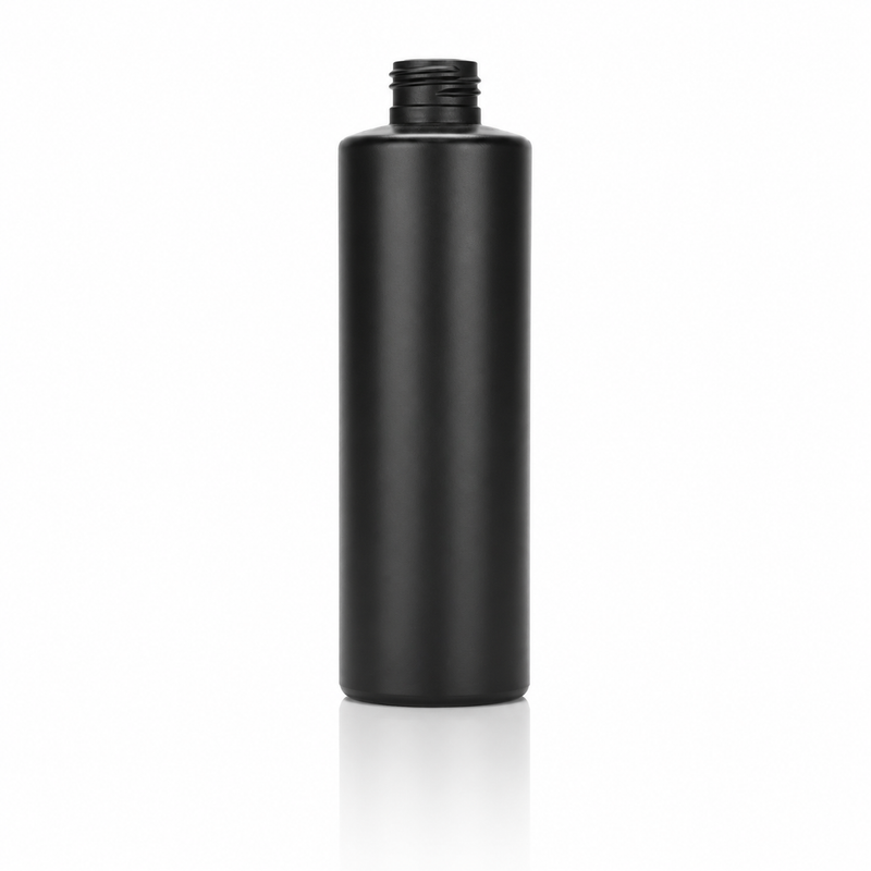 4 oz Black Cylinder Round 24-410 HDPE Plastic Bottle