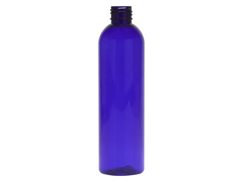 8 oz Blue 24-410 PET Cosmo Round Plastic Bottle