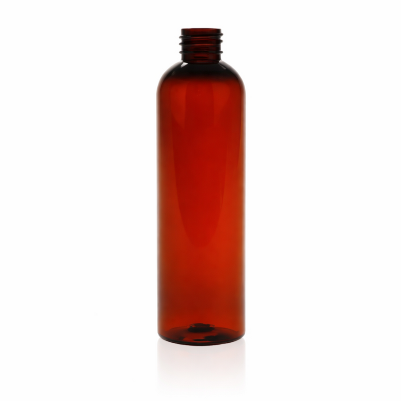 2 oz Dark Amber 20-410 PET Cosmo Round Plastic Bottle 100% PCR