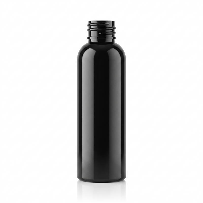 2 oz Black 20-410 PET Cosmo Round Plastic Bottle