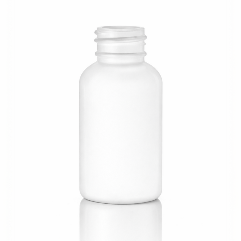 1 oz White 20-410 HDPE Boston Round Plastic Bottle