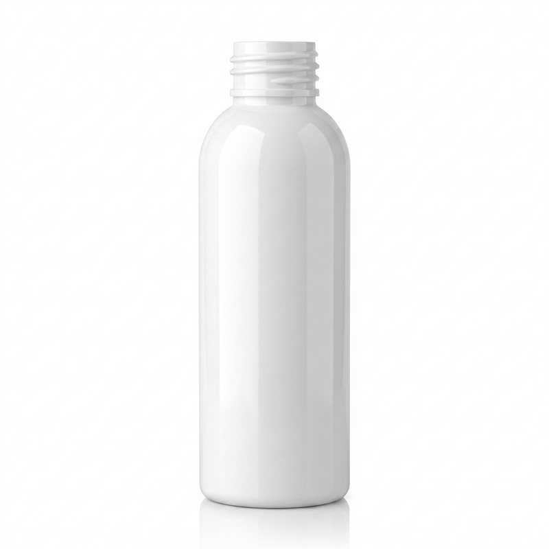 4 ounce White 24-410 PET Cosmo Round Plastic Bottle