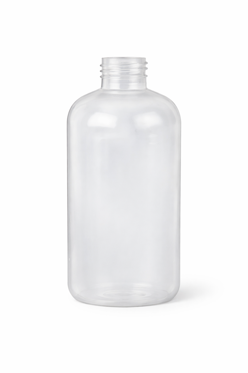 8 oz Natural-Colored 24-410 HDPE Boston Round Plastic Bottle