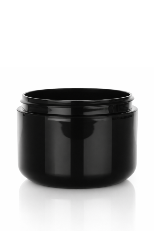 8 oz Black 89-400 Double Wall PP Plastic Jar Round Base
